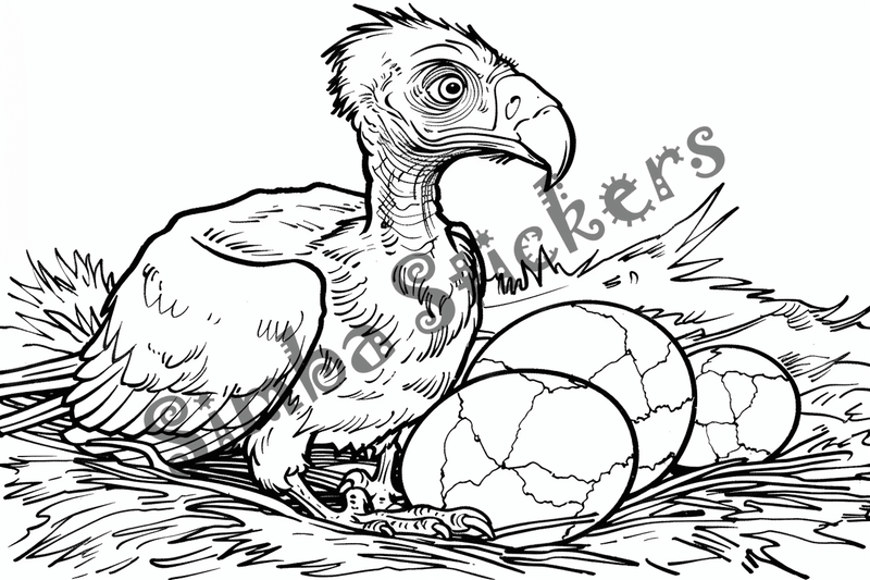 Colouring pages, bundle of vultures witch chicks, 10 images, z7jiwb