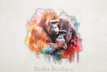 Gorillas in loving embrace, head-to-head, opukzy