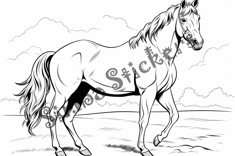 Colouring pages, bundle of horses, 25 images 2