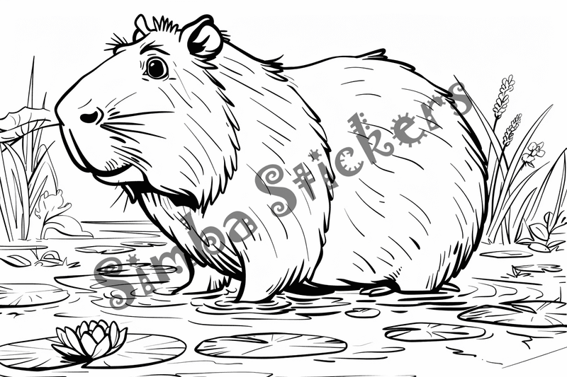 Colouring pages, bundle of capybaras, 25 images