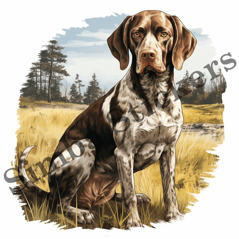 German Shorthaired Pointer dogs in the woods, image set, 10 images