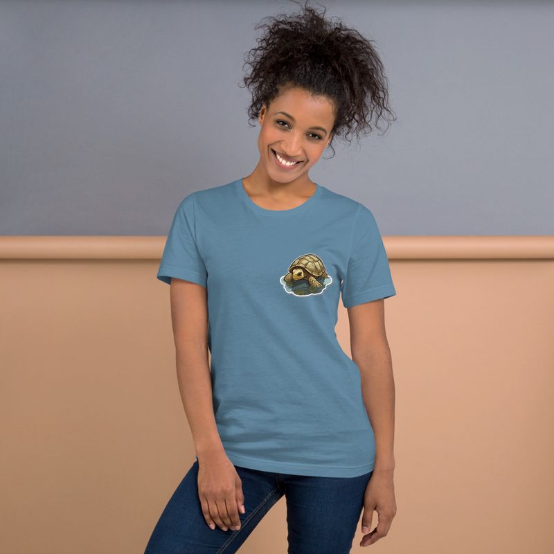 Unisex Staple T-Shirt, Tortoise in shallow water, left chest