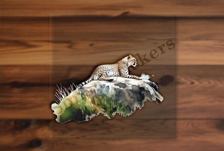 Cheetah on a rock, watercolour