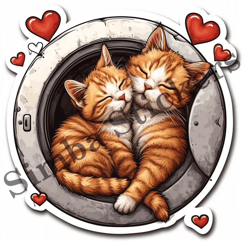 Cats and kittens on or in washing machines, image set, 10 images