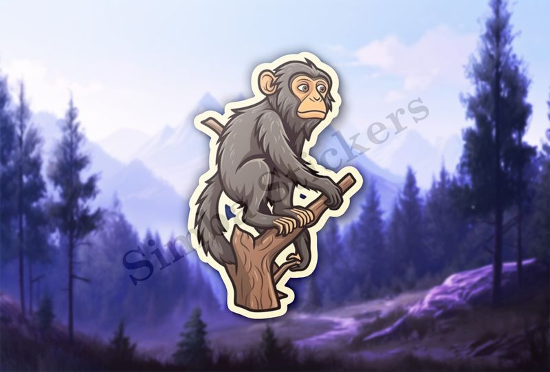 Baboon on a tree, looking sad