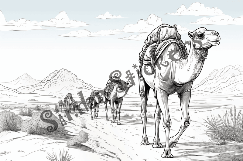 Colouring pages, bundle of camels, 25 images 2