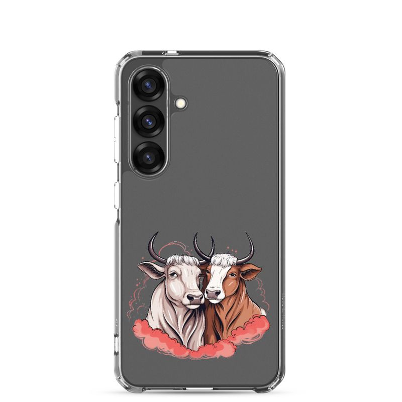 Clear Case for Samsung, Bull and cow, romantic, reddish clouds, qoucds