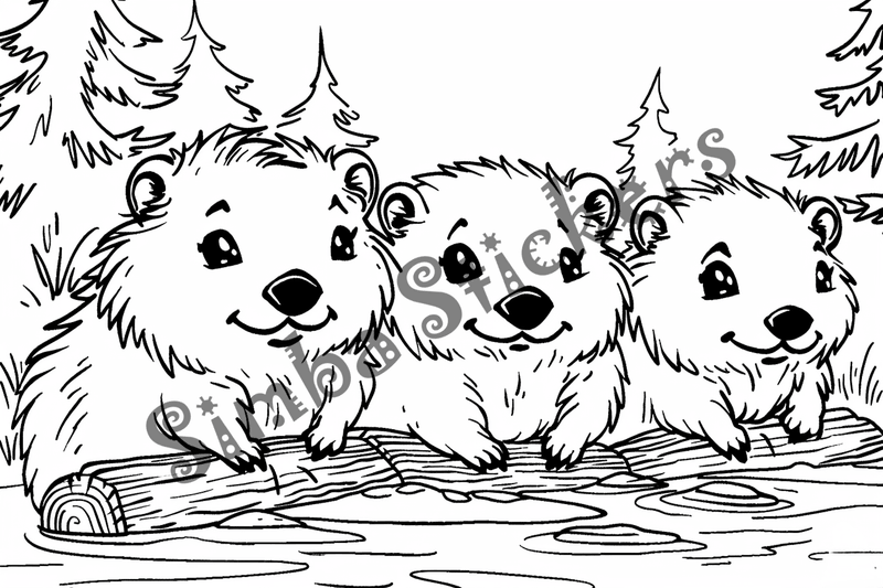 Colouring pages, bundle of beavers, 25 images