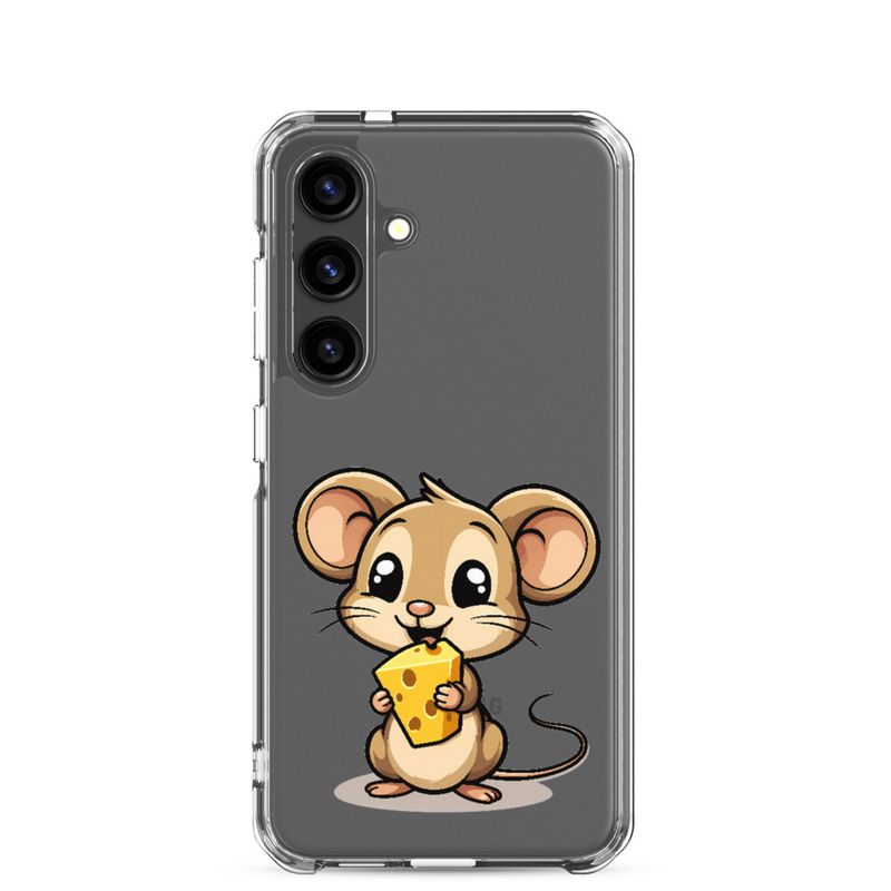 Clear Case for Samsung, Small Mouse happily licking large chunk of cheese, pqapy6