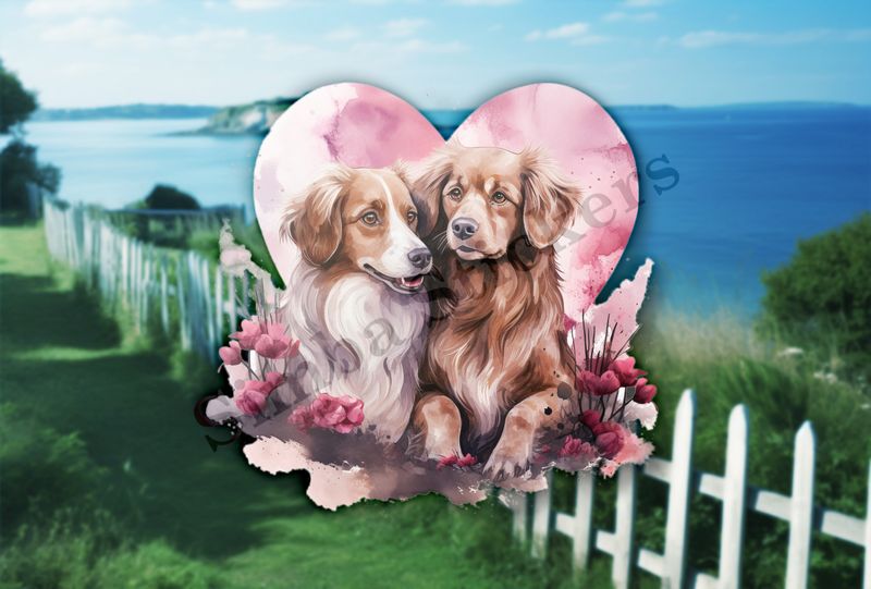 Dogs in love, watercolour