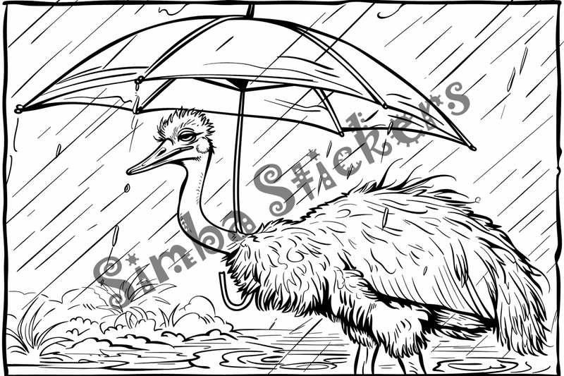 Colouring pages, bundle of ostriches, 50 images