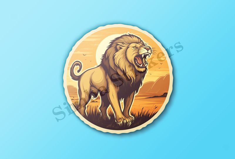 Male lion in the Savanna at sunrise