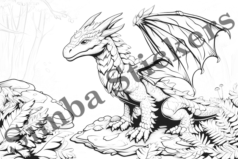 Colouring pages, bundle of dragons, 25 images