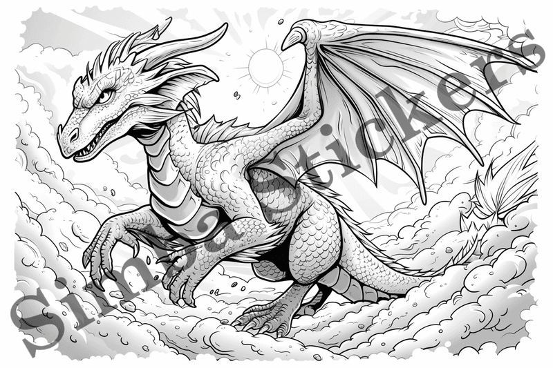 Colouring pages, bundle of dragons, 25 images