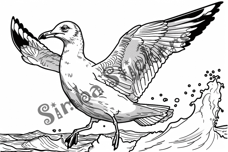 Colouring pages, bundle of seagulls, 50 images