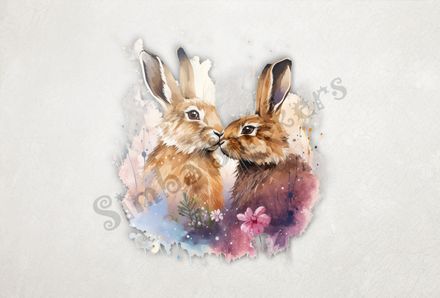 Hares nose-to-nose in love