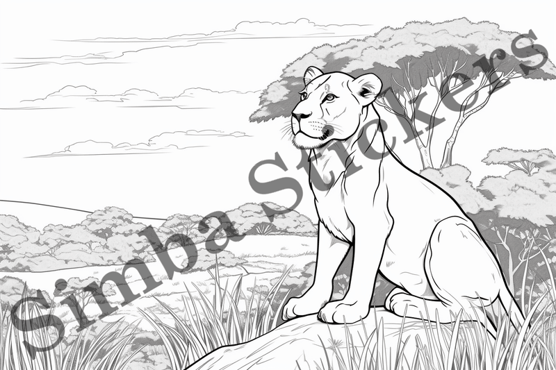 Colouring pages, Bundle of lions, 25 images