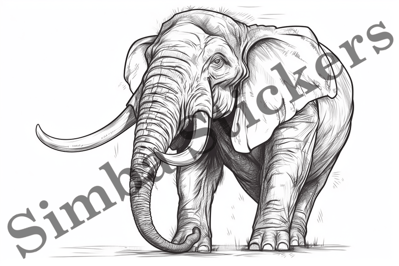 Colouring pages, Bundle of elephants, 25 images