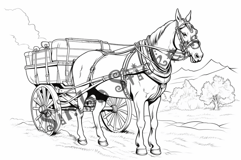 Colouring pages, bundle of mules, 25 images