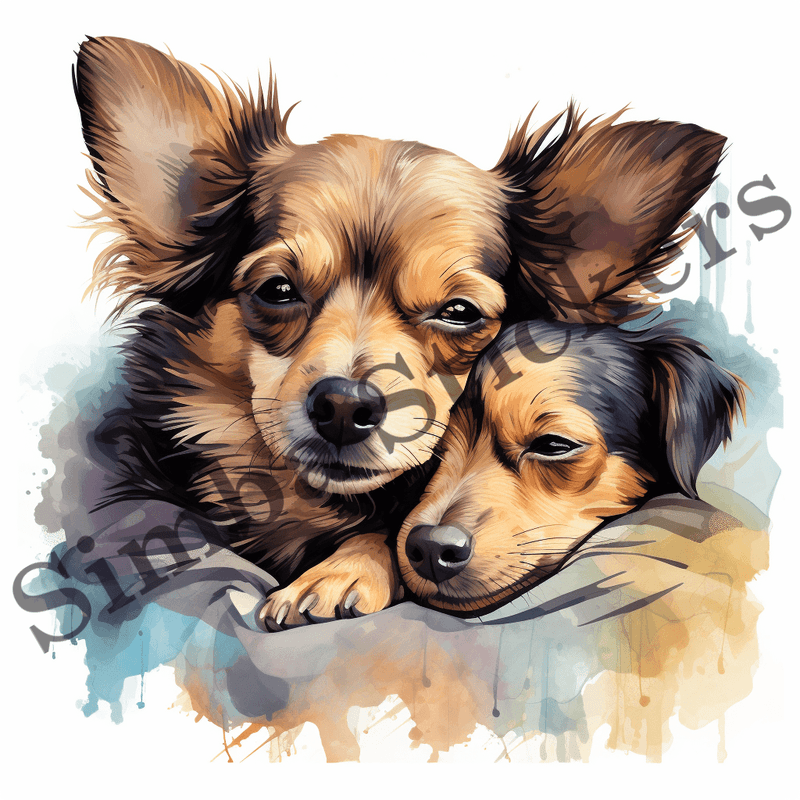 Chihuahua dogs, watercolour, image set, 10 images