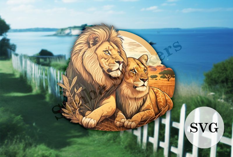Male lion with lioness