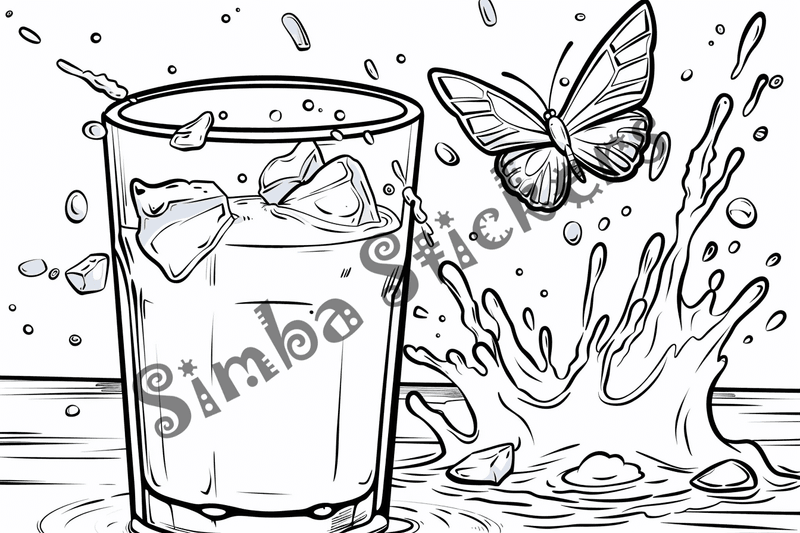 Colouring pages, bundle of butterflies around glasses, 10 images