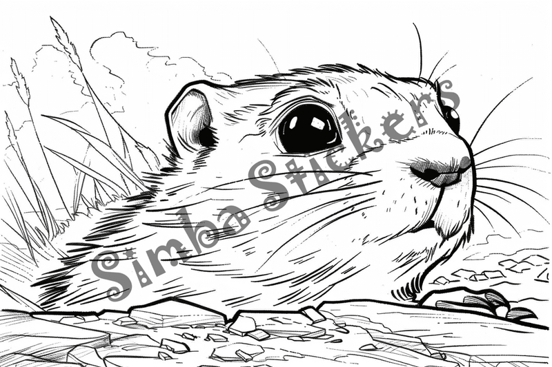 Colouring pages, bundle of groundhogs, 50 images