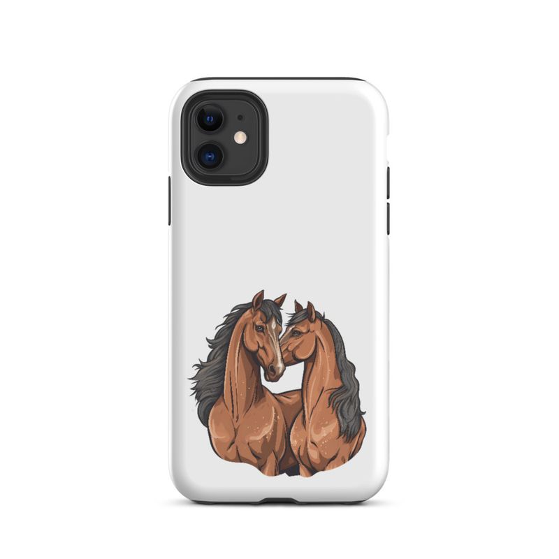 Tough Case for iPhone, Two brown horses snuggling, tdwcyd