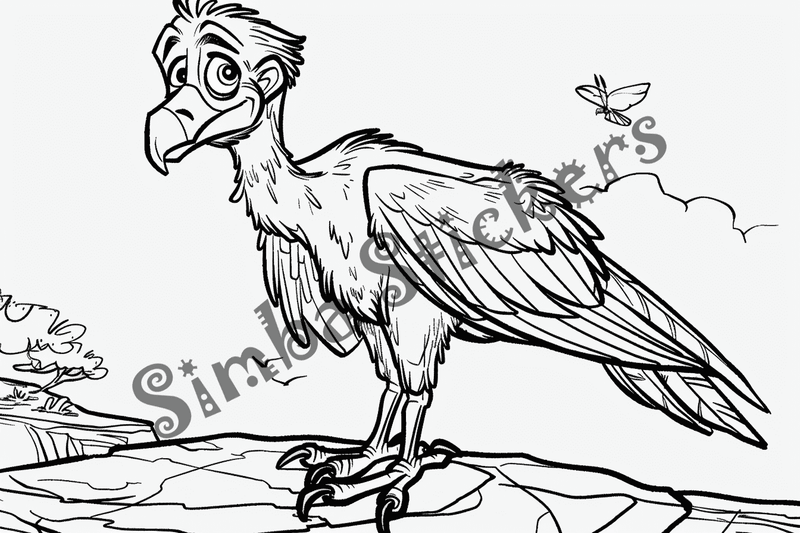 Colouring pages, bundle of singular vultures, 10 images, 9yidlp