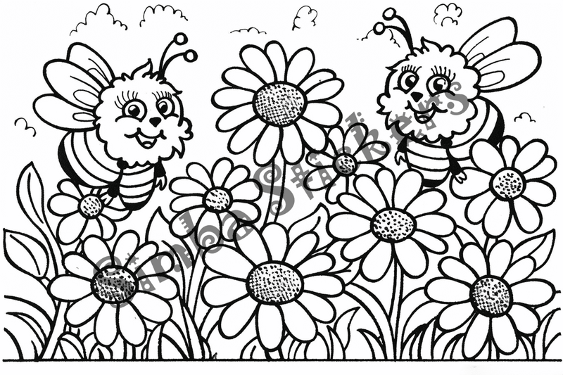 Colouring pages, bundle of bees, 50 images