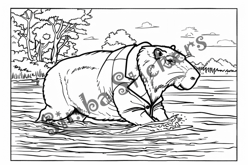 Colouring pages, bundle of capybaras, 25 images
