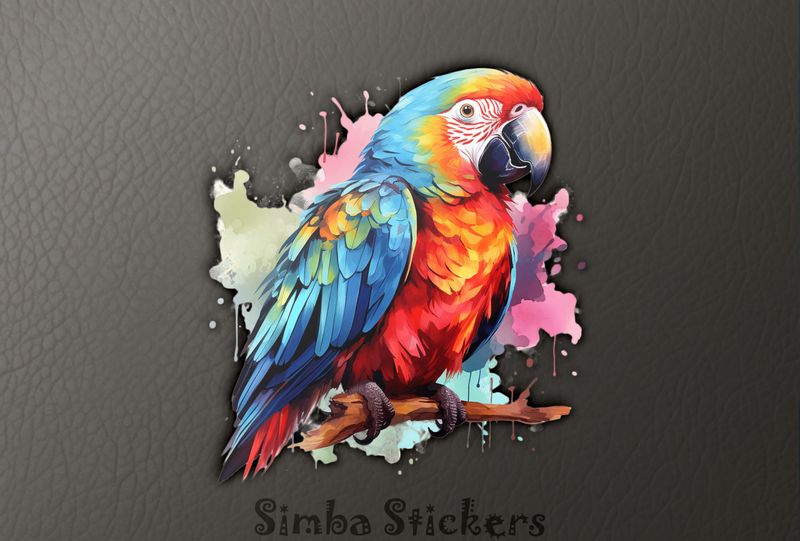 Parrot perching, watercolour, xh4agh