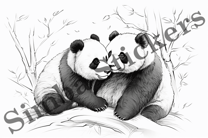 Colouring pages, bundle of pandas, 25 images, pvl2ro