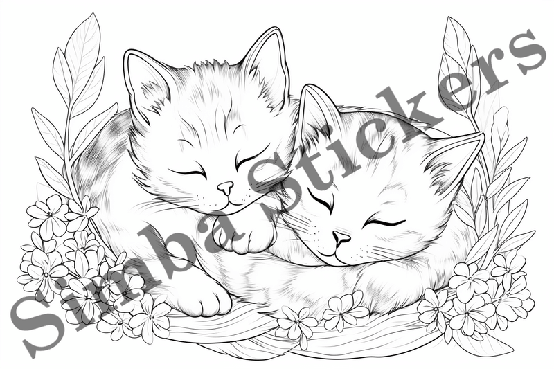 Colouring pages, Bundle of cats, 25 images