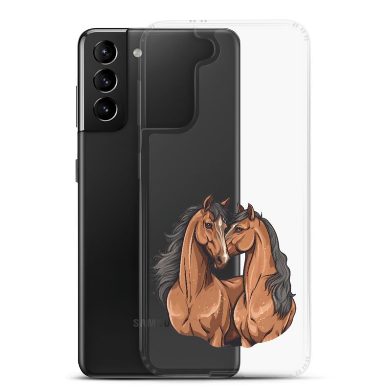 Clear Case for Samsung, Two brown horses snuggling, tdwcyd