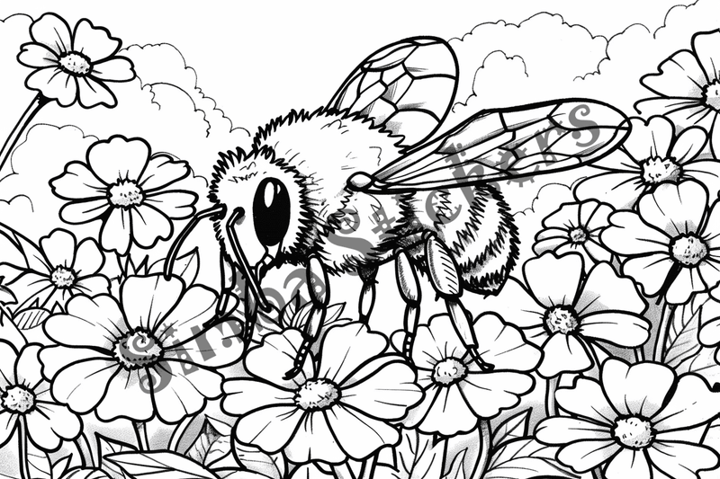 Colouring pages, bundle of bees with glasses, honeycombs or flowers, 25 images 2