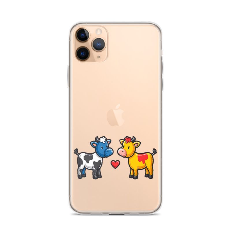Clear Case for iPhone, Cattle, bull and cow in love, both colourful, zbyzzs