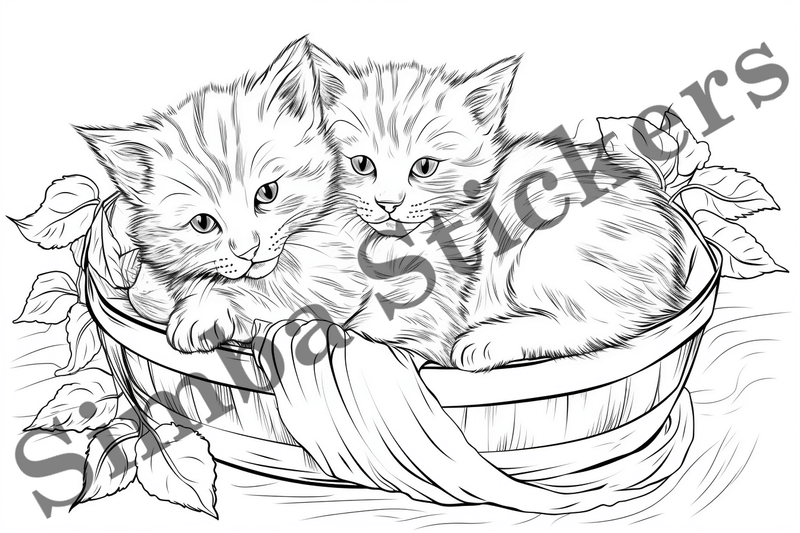 Colouring pages, Bundle of cats, 10 images