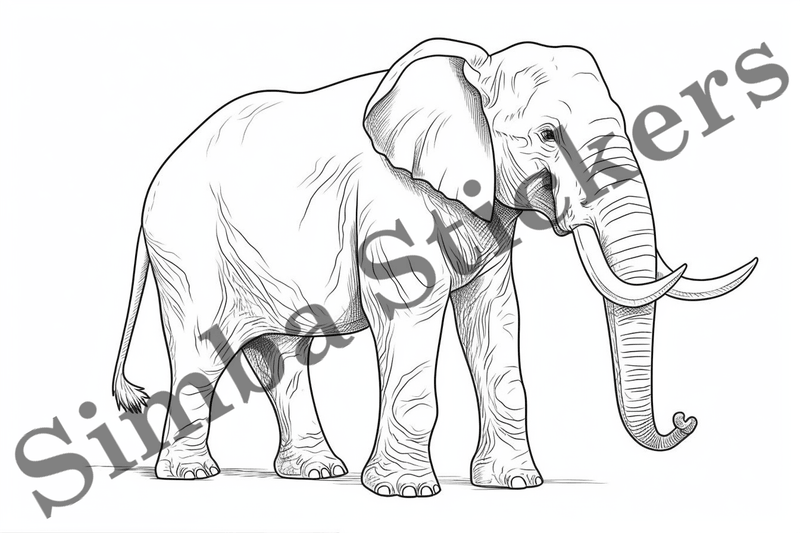 Colouring pages, Bundle of elephants, 25 images