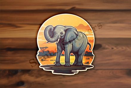 African elephant in the Savanna at sunset