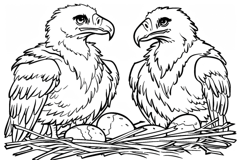 Colouring pages, bundle of vultures witch chicks, 10 images, z7jiwb