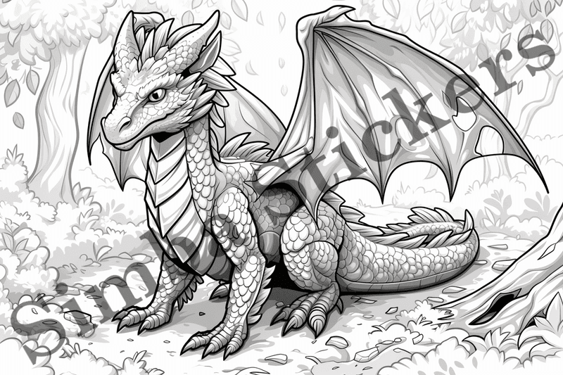 Colouring pages, bundle of dragons, 25 images