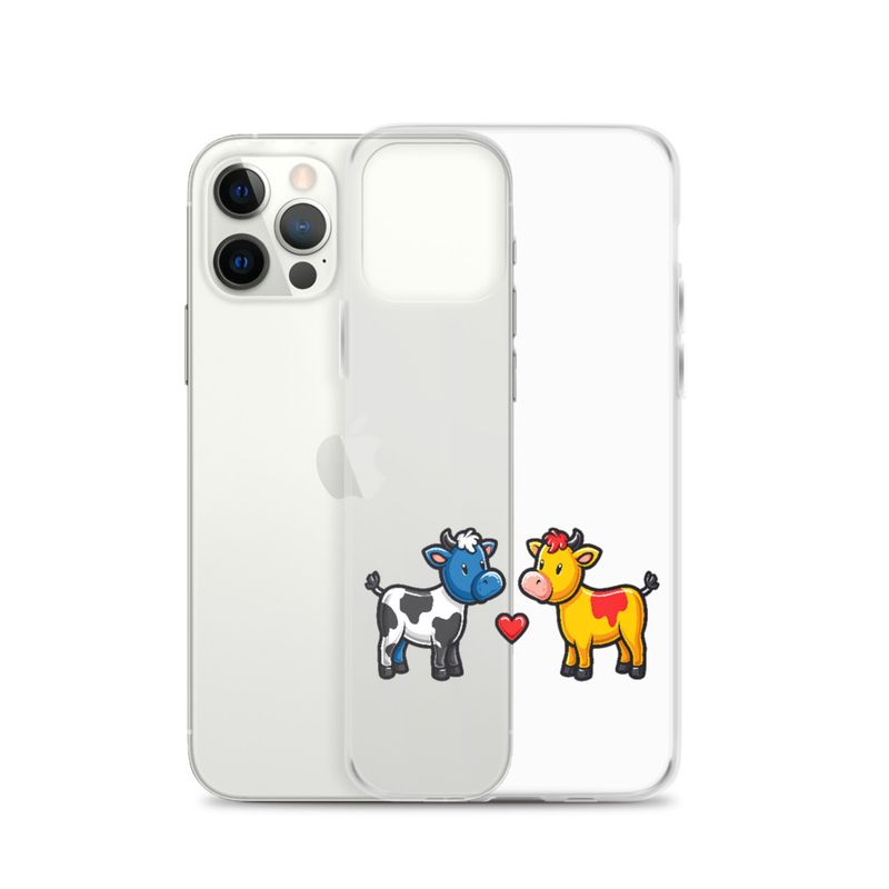 Clear Case for iPhone, Cattle, bull and cow in love, both colourful, zbyzzs