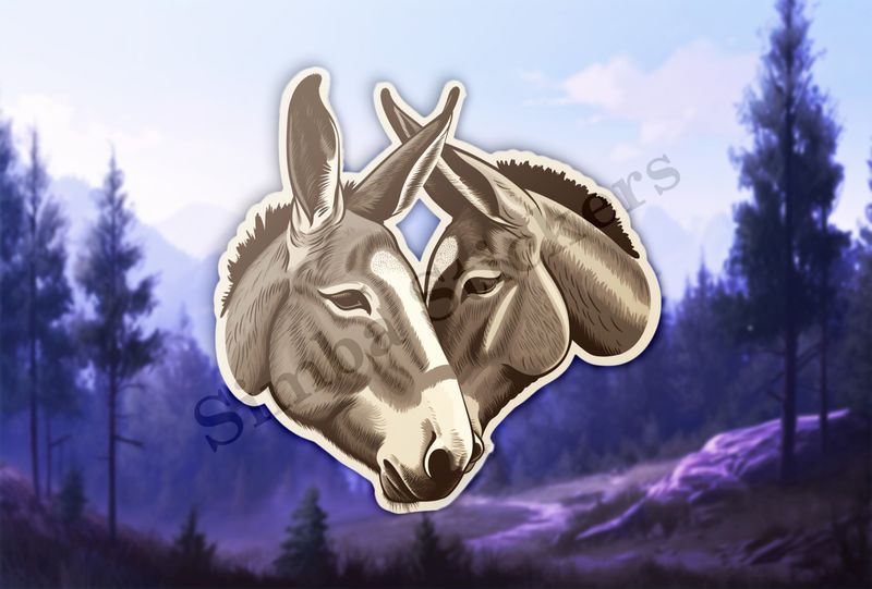 Donkeys in love, cheek-to-cheek, ear-to-ear