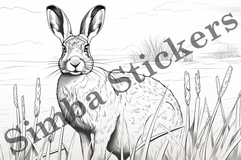 Colouring pages, Bundle of hares, 10 images