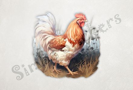Elegant white red and brown chicken