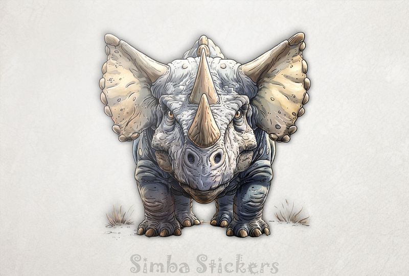 Wide-eared dinosaur staring straight ahead