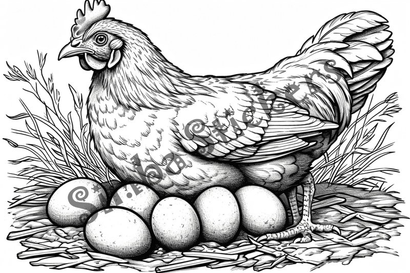 Colouring pages, bundle of chicken, 10 images
