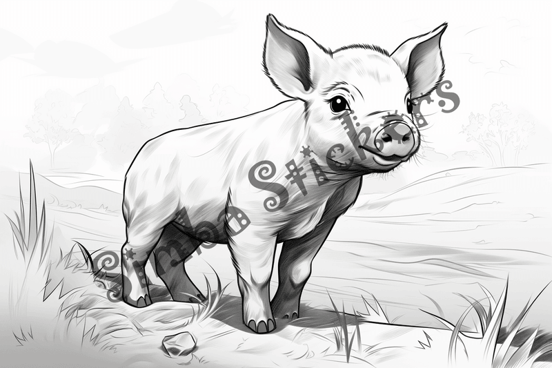 Colouring pages, bundle of pigs, 25 images