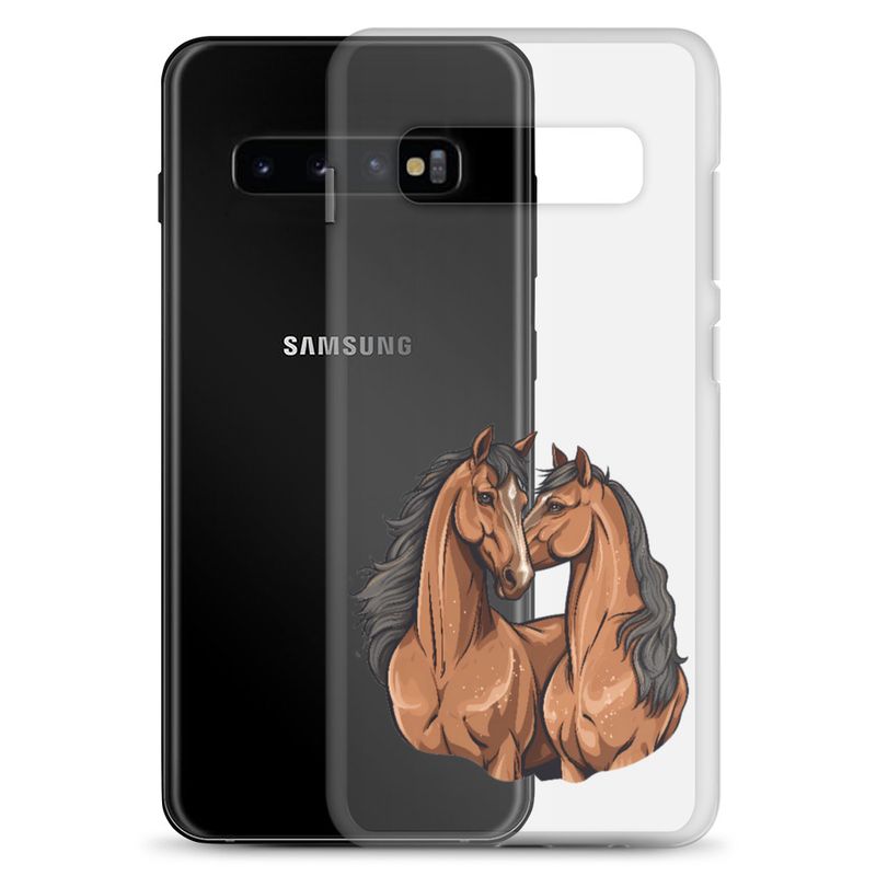 Clear Case for Samsung, Two brown horses snuggling, tdwcyd